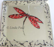 red dragonfly tile art