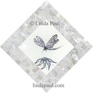 silver black and white pearl dragonfly tiles