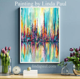 colorful aabstract painting cityscape