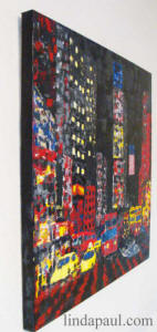 side view of new york city painting