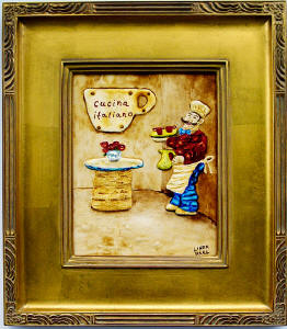 framed fat Italian chef painting