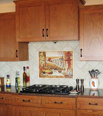 Mexican Tile Murals - Chili Pepper Kitchen Backsplash Mural