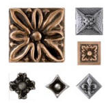 collection of metal tiles accents in 1x1 and 2x2 inch sizes