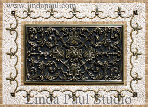 Ravenna metal plaque and medallion backsplash