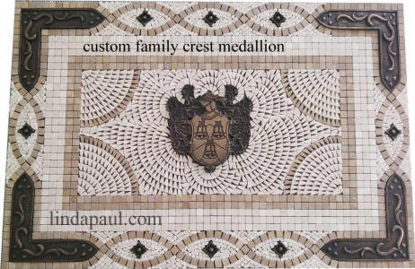 custom family creast backsplash medallion