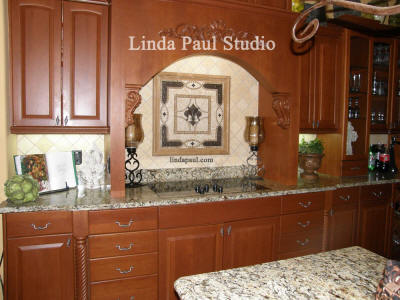 fleur de lis stove backsplash medallion