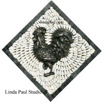 rooster mini medallion silver white marble