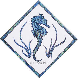 seahorse 6x6 ceramic tile