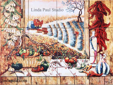 chili pepper kitchen tile mural