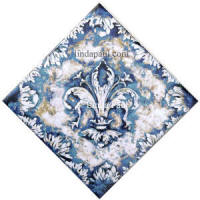 fleur de lis ceramic blue and white tile