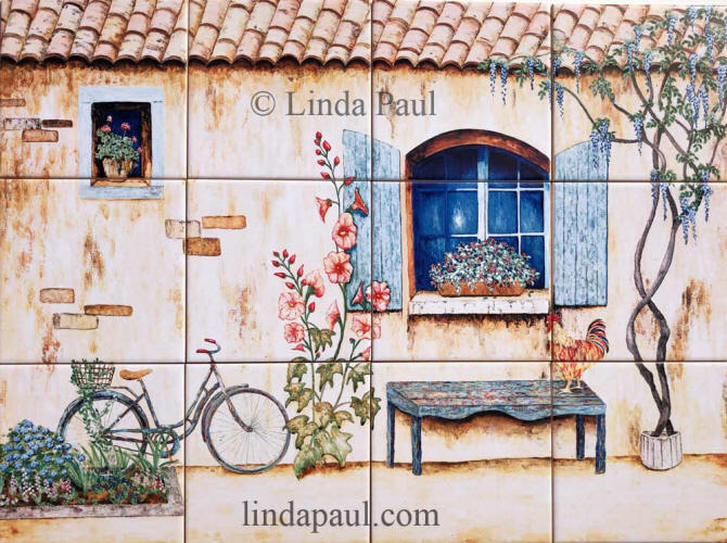 french country kitchen backsplash mural