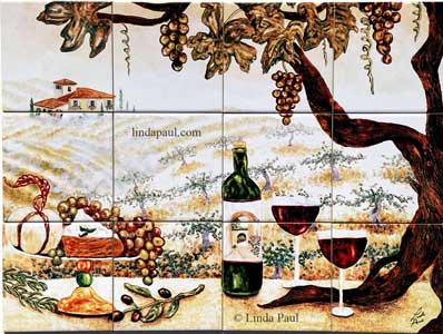 vineyard tile mural 24x18