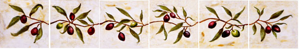 Olive decorative border tiles with vine