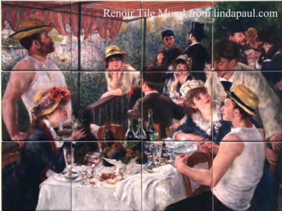tile mural backsplash Luncheon of the  boating Party Renoir