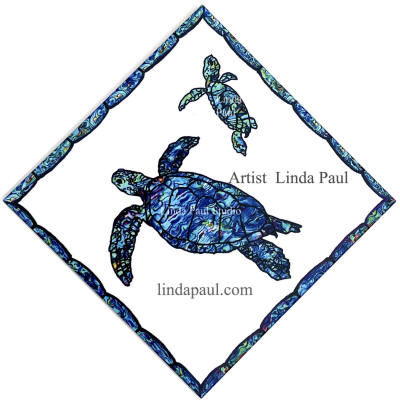 mama and baby turtle tile
