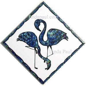 blue flamingo tile bamboo border
