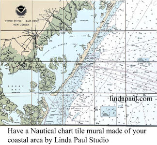 custom nautical chart map tile mural backsplash