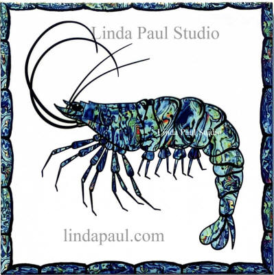 blue and white shrimp tile